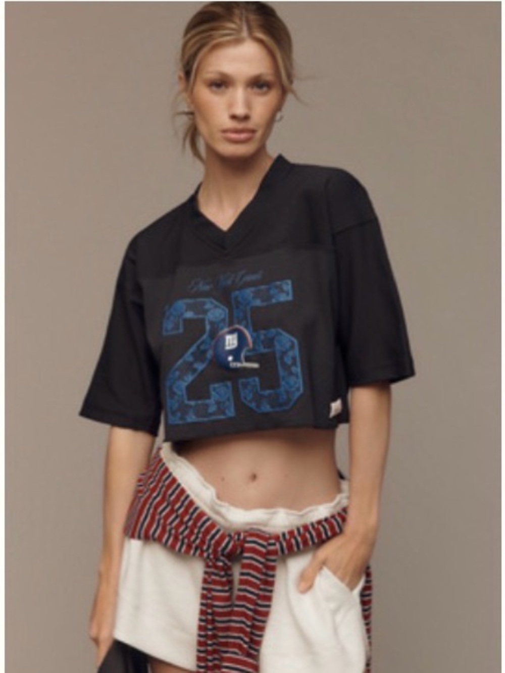 Mitchell & Ness Black Cropped top  ny giants sports jersey med nwt